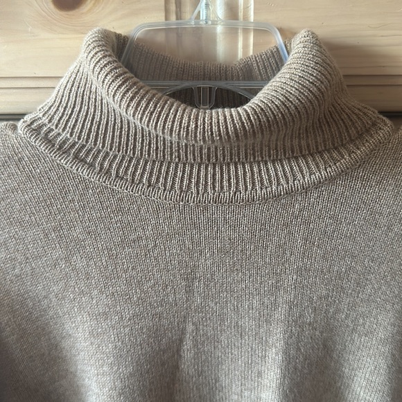 Hugo Boss | Tan Turtleneck Virgin Wool Landera Poncho One Size - Picture 2 of 7